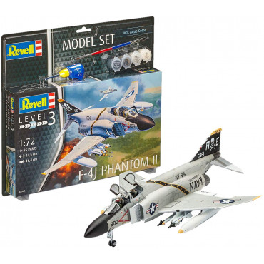 KIT PARA MONTAR REVELL MODEL SET AVIÃO F-4J PHANTOM II 1/72 85 PEÇAS COMPLETO COM TINTAS COLA E PINCEL REV 63941